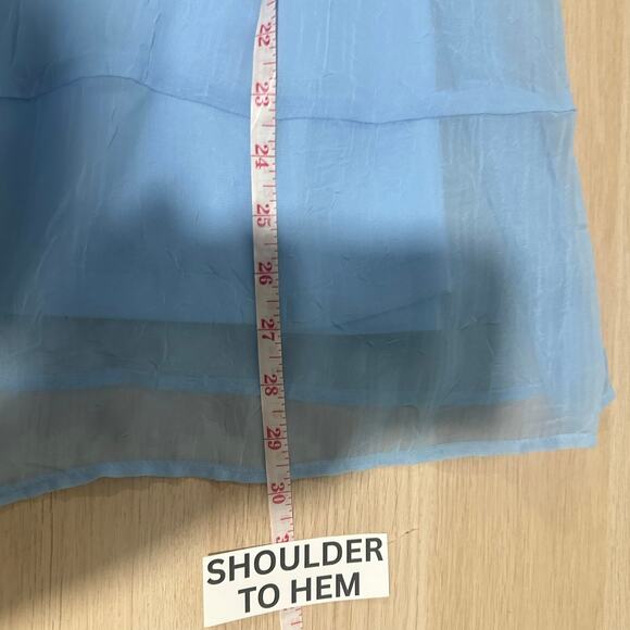 Maggie Barnes Women’s Sheer Light Blue Button Down Chiffon Blouse Size 2X - Picture 8 of 9